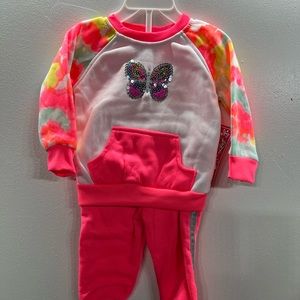 Real Love Girls Size 18 Pink/Grey Butterfly Quilted Joggers Outfit Set - 2 Piece